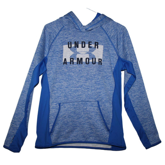 Womens Under Armour Cold Gear Blue Gray Long Sleeve Hoodie Sweatshirt Top Size M - Picture 1 of 2